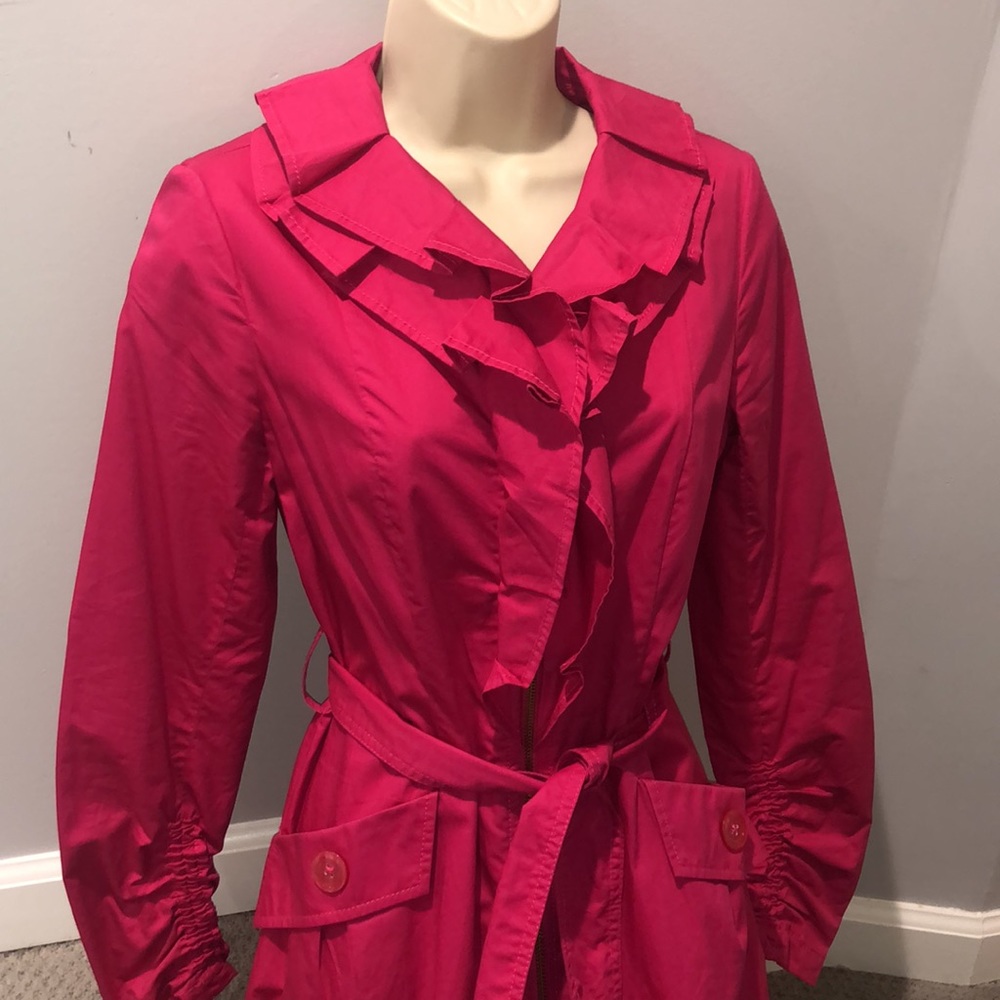 🎉SALE Fuchsia Pink Coat- Ruched Sleeves
